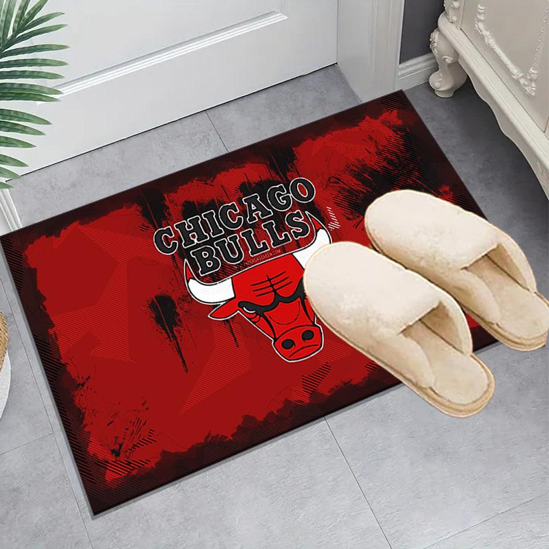 1PC Chicago-Bulls Logo Floor Mat for Living Room, Game Rooms, Office, Bedroom, Office Floor Mat Playful Design, Christmas Fan Gifts