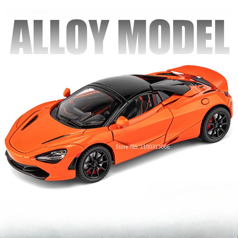 1:24 720S Alloy Models Cars Diecast Toys Wheel Shock Absorption Car Toy Rubber Tires Miniature Vehicles Perfect Gifts for Kids