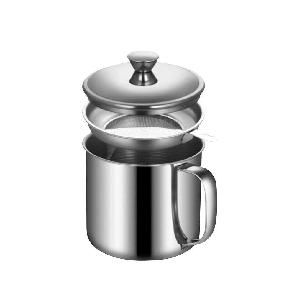 Nádoba na tuk, Nádoba na tuk ze slaniny se sítkem, Nádoby na kuchyňský olej s víkem a rukojetí pro snadné uchopení (1,1 l)