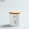 Ceramic Tea Caddy with Bamboo Lid Portable Travel Sealed Can Canister Kitchen Storage Bottle Spice Food Jar