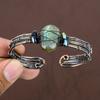 Natural Labradorite Gemstone Handmade Copper Wire Wrap Cuff Bangle Adj. M1t29