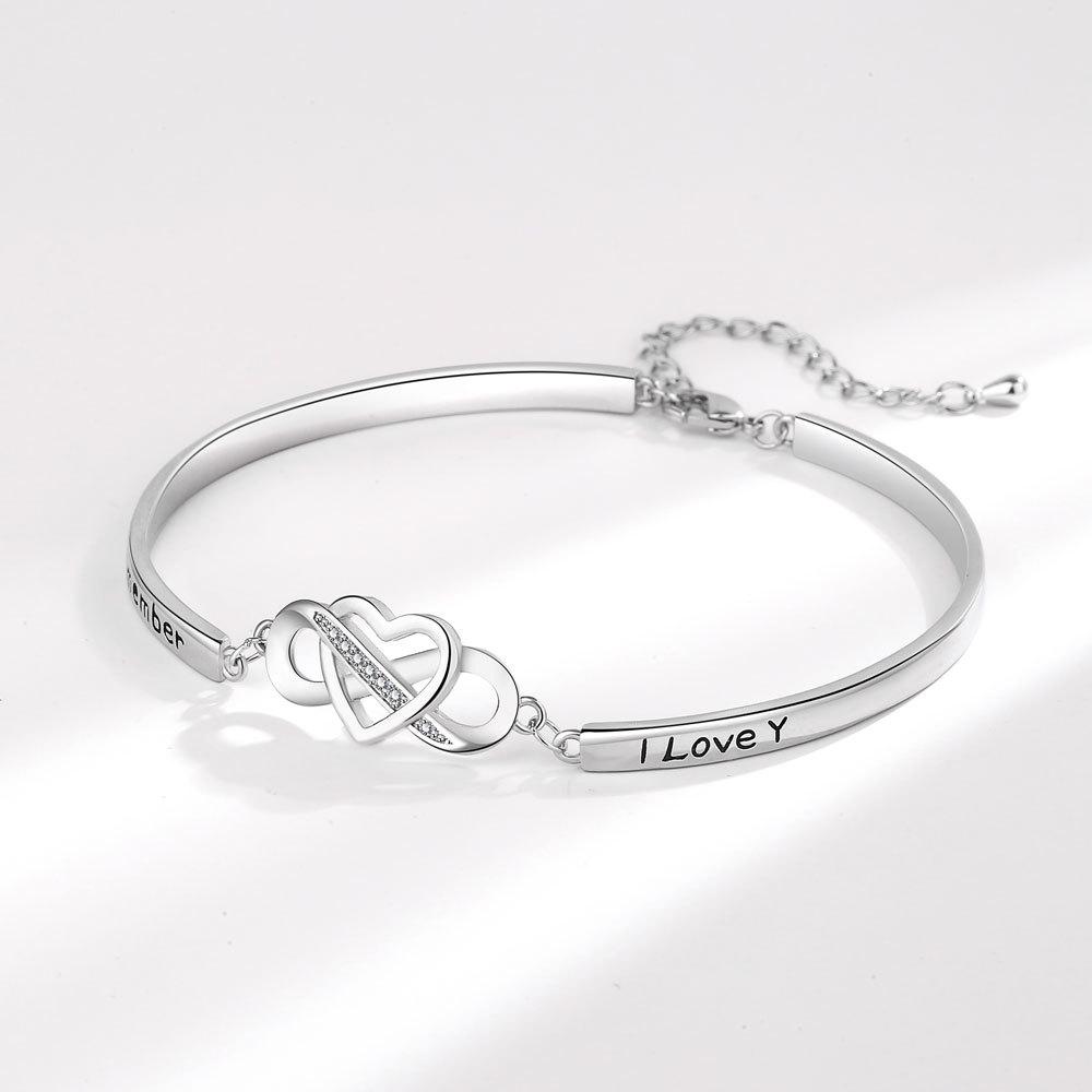 

Minimalist Infinity Heart Bracelet For Best Friends Couple Gift Simple Fashion Bangle Jewelry платиновий