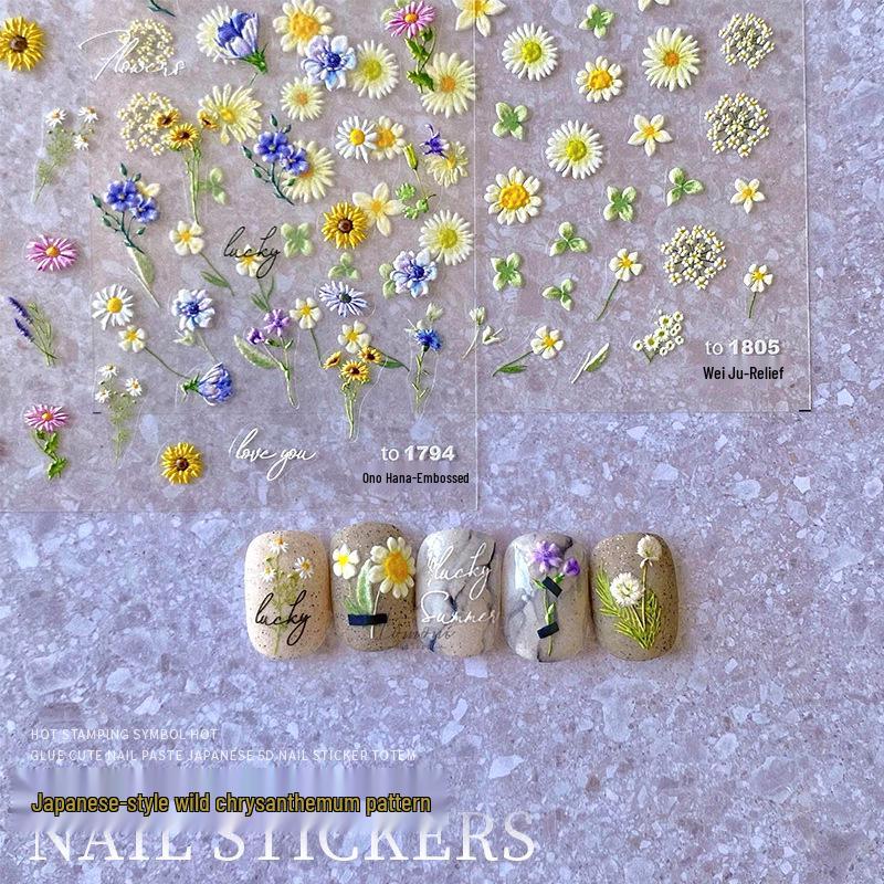 

Tomoni Ultra-Thin Wildflower Daisy & Tulip Nail Stickers - Summer Fresh Designs