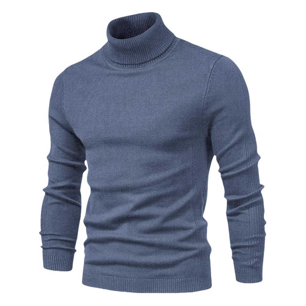

Новый осенне-зимний повседневный мужской однотонный пуловер с высоким воротом, мужской повседневный многоцветный удобный вязаный свитер S серебряный