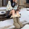 Two Wear Snow Boots Women's Winter Thick-soled Velvet Thickened Boots Warm Snow Cotton