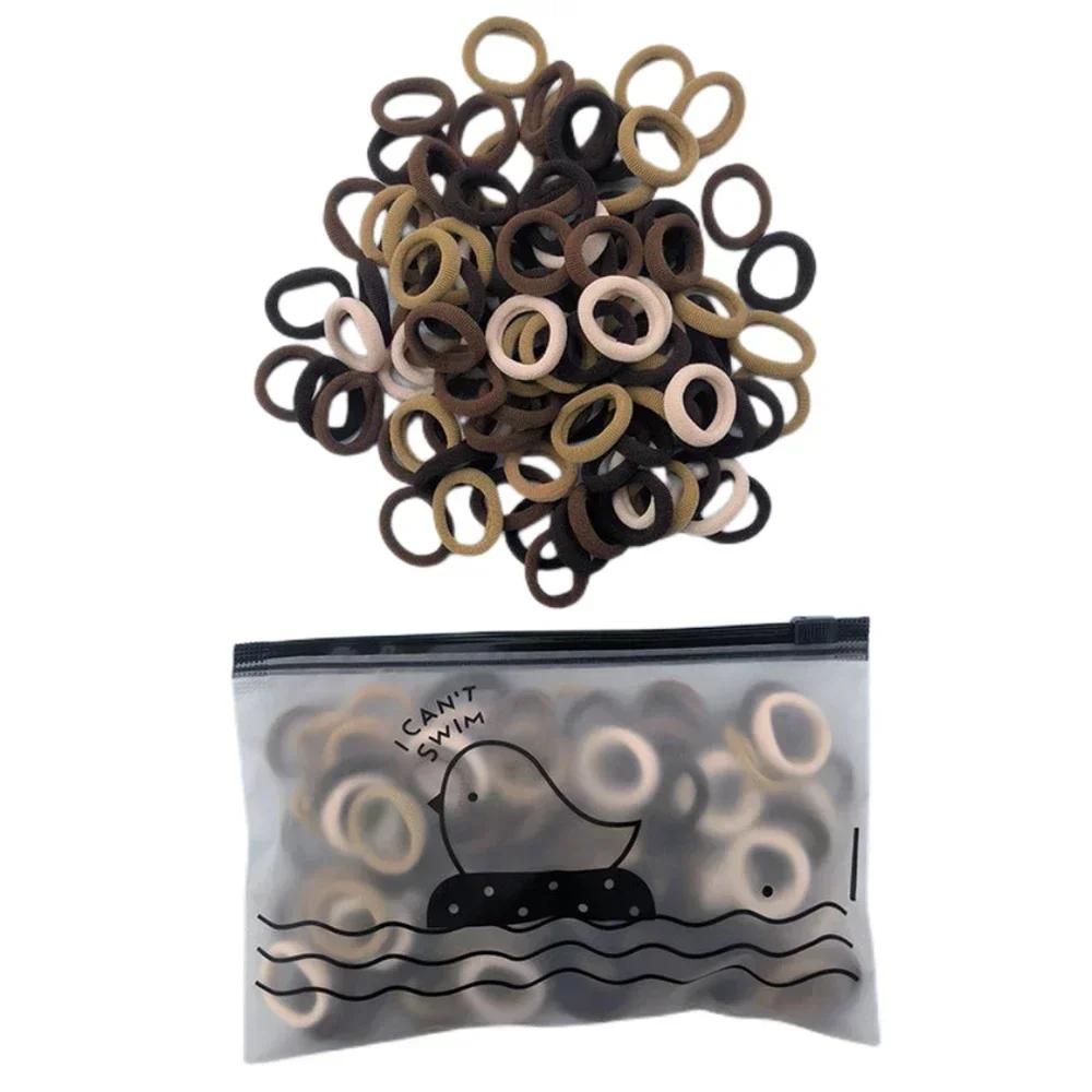 

100 шт. Кольцо для волос на большой палец Бесшовное кольцо для полотенца Не повреждает волосы Высокоэластичная резинка Милая кожаная лента Основная повязка на голову для девочек 100PCS
