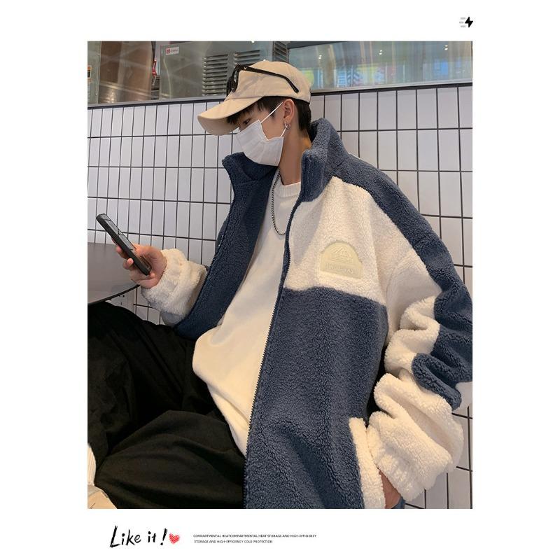 Płaszcz bawełniany ze skóry owczej dla mężczyzn, modna zimowa kurtka codzienna