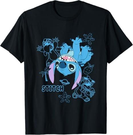 Lilo Stitch Awesome Faces Blue Black TShirt