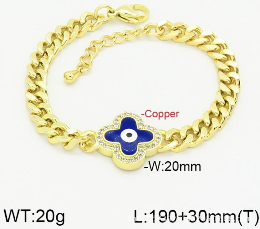 

Браслет Клевер Глаз Дьявола с медным покрытием 18-каратным настоящим золотом, сохраняющим цвет, долговечный, мужской и женский персонализированный браслет