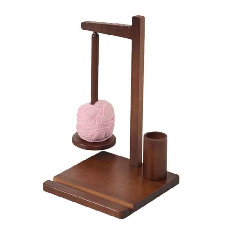 

Magnetic Thread Spool Holder With Phone Holder Stand for Knitting Crocheting Wood Yarn Holder with Twirling Mechanism 1