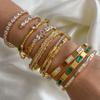Jieding Stainless Steel Zircon & Titanium Open Bangle Bracelet