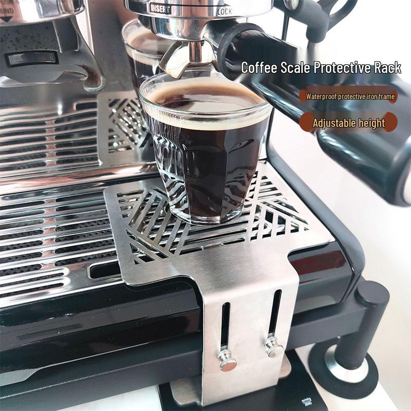 Adjustable Italian Coffee Maker Stand with Electronic Scale – Stainless Steel