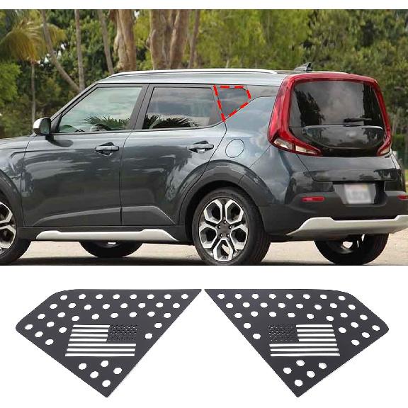 Rear Side Window Louvers Air Ven Trim Accessories Compatible with Kia Soul 2009-2024 Automotive Rear Window Triangular Glass Decorative Cover