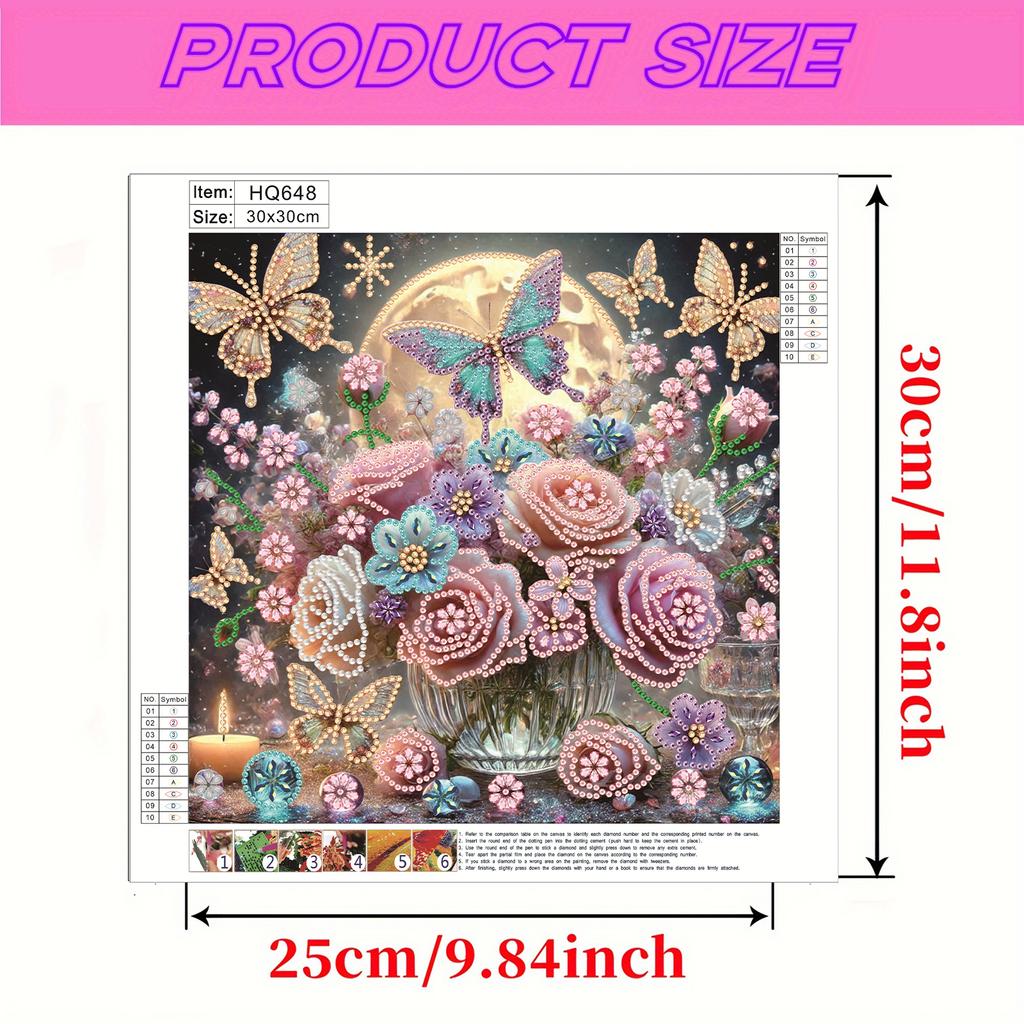 Flowers Diamond Art Kits for Home Wall Decoration DIY Gem Art Diamond Painting Kits Crystal Rhinestones Diamond Painting 30x30cm