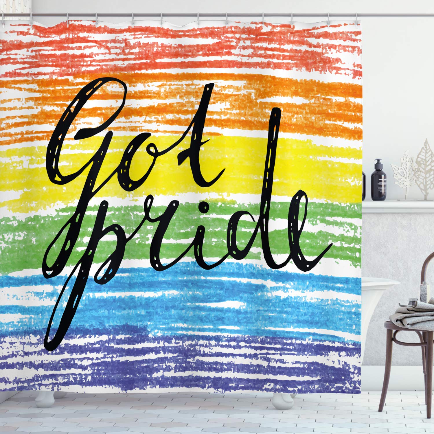 

Splashing Graffiti Shower Curtain Fluid Rainbow Color Paint Style Polyester Waterproof Fabric Bath Curtains For Art Home Decor W60H190(CM)-1 Pcs