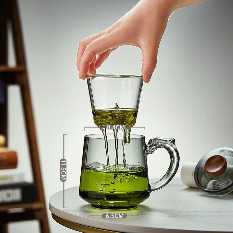 YIHUTEA Dragon Handle Tea-Water Separation Glass Cup