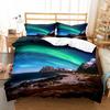 Northern Lights King Queen Duvet Cover Natural Landscape Bedding Set Colorful Sky Scenery Quilt Cover Polyester Comforter Cover