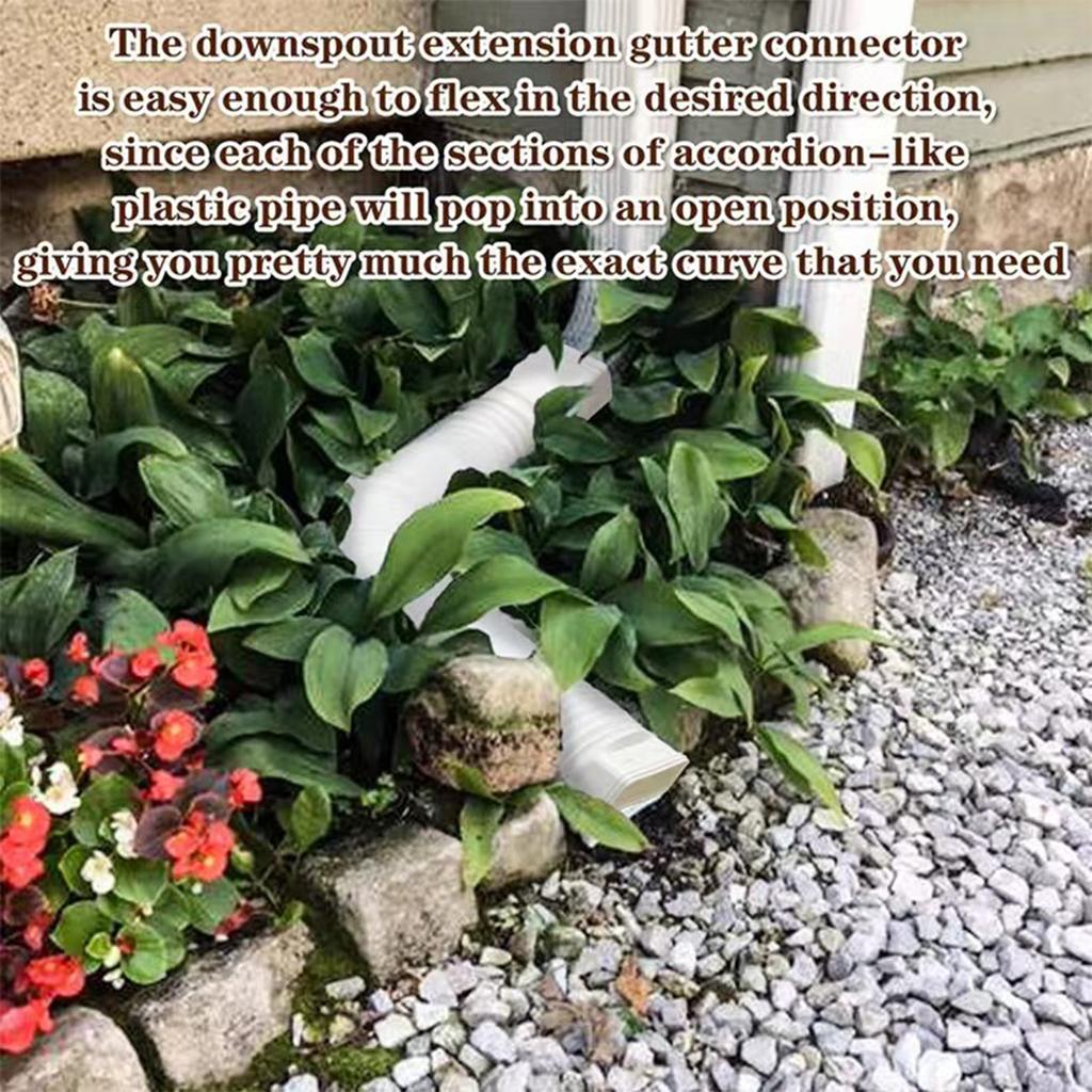 Rain Gutter Downspout Extensions Flexible Down Spout Drain Extender with 3x4in and 2x3in Connectors