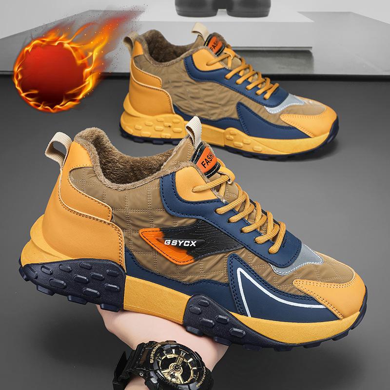 

Осень/Зима Новые Сохраняющие Тепло Плюшевые Утеплители Толстая Подошва Спортивные и Отдых Мужские Туфли 42 хаки