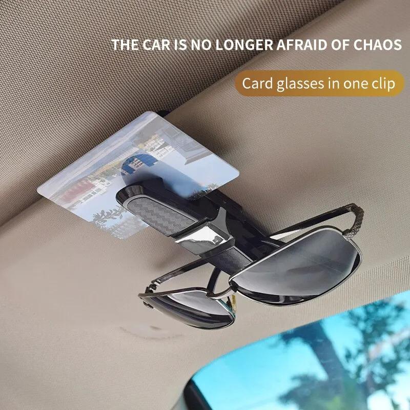 Carbon Fiber Car Sunglasses Clip – Multi-Function Glasses & Bill Holder with Double-Headed Design for Car Dashboards