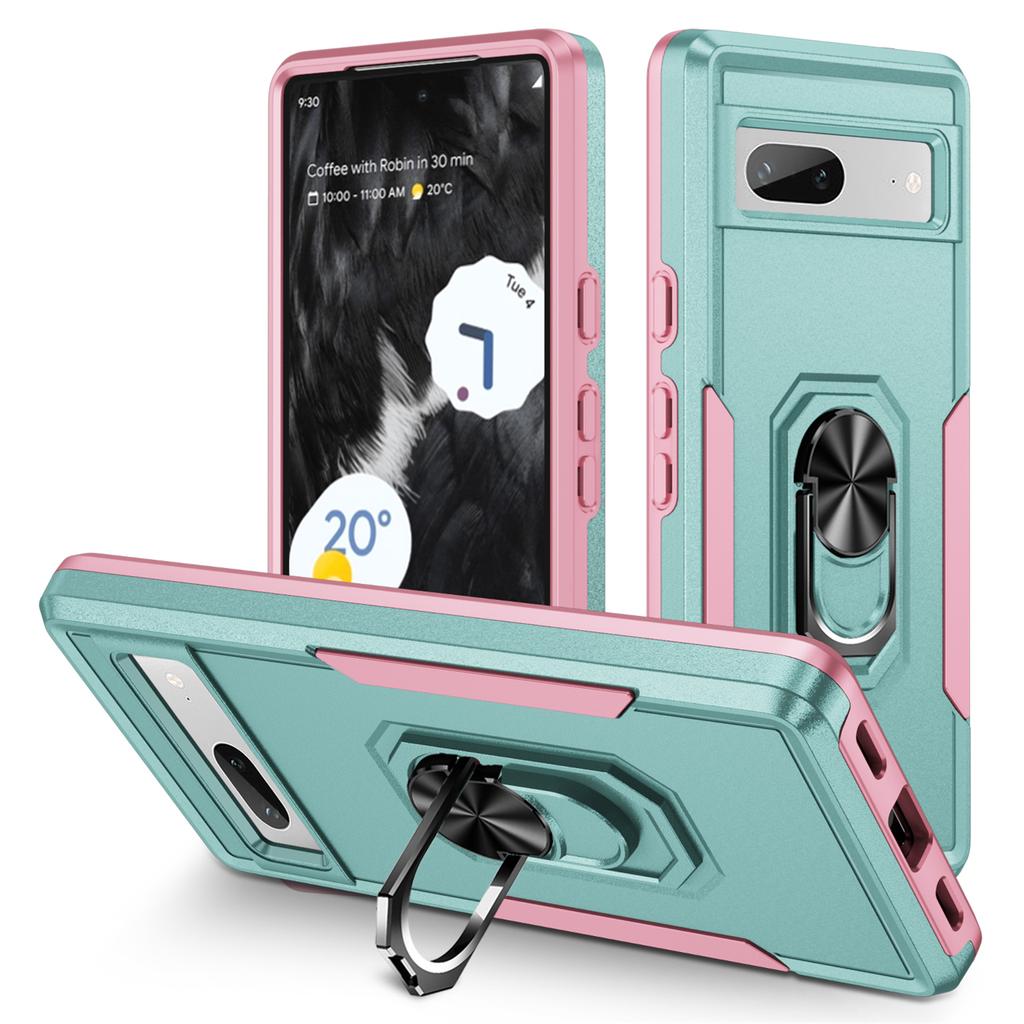 For Google Pixel 7a Case Military Grade Ring Kickstand PC + TPU Phone Cover