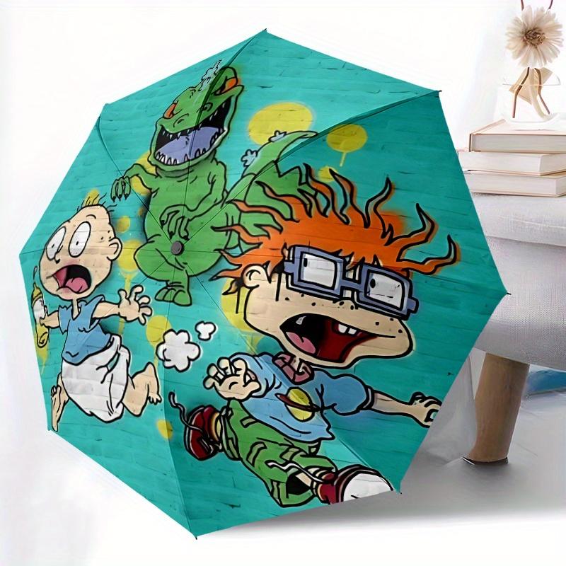 Rugrats Dino Automatic Open Umbrella Compact Foldable Design, Durable Fabric for Casual Travel Companion for Outdoor a0822044