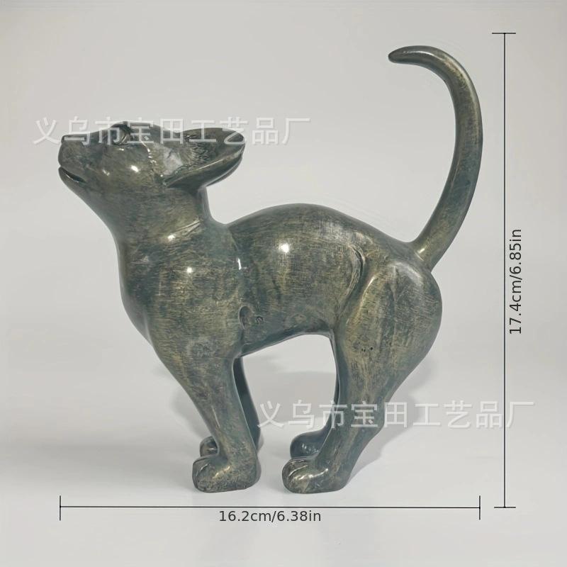 Charming bronze resin cat statue ornaments are suitable for home tabletop, yard and garden decoration