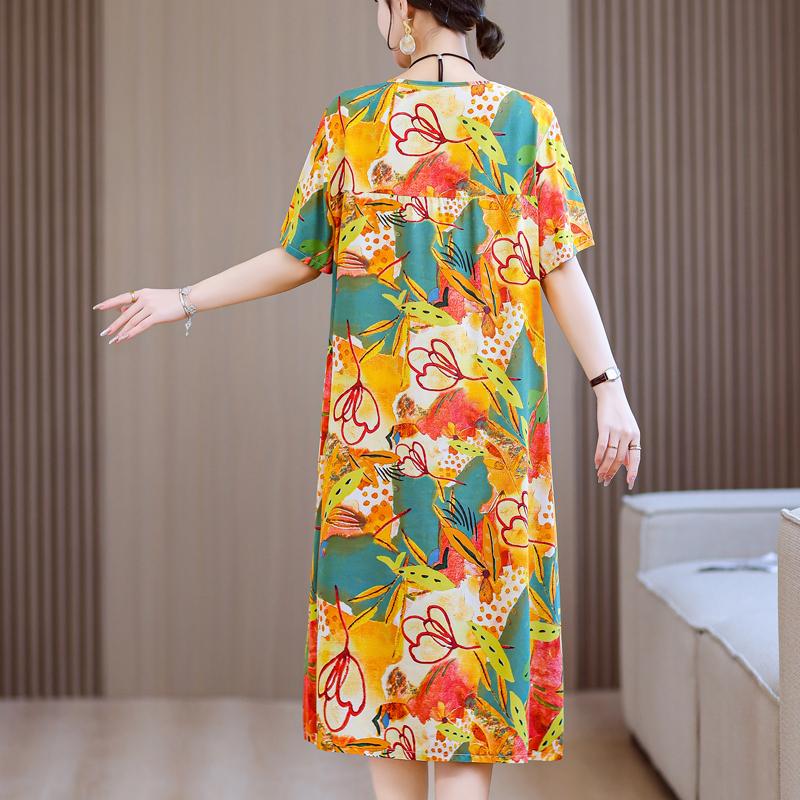 Plus Size Eleganckie sukienki letnie Luźne sukienki typu oversize z krótkim rękawem w stylu vintage Kobieta