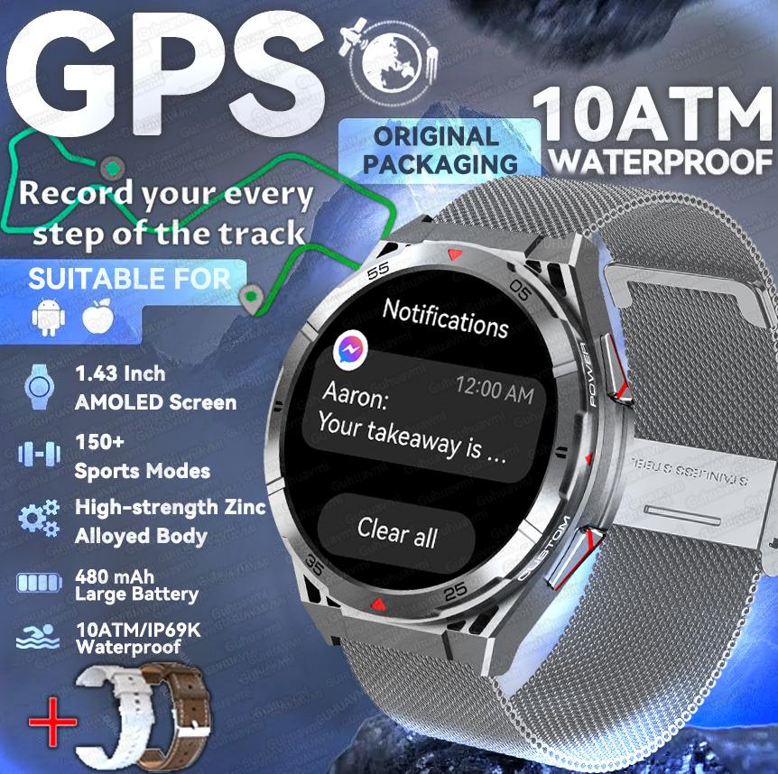 2025 Nuovo Smartwatch Sportivo GPS Uomo Schermo AMOLED HD 1,43 pollici Bussola Chiamata Bluetooth Frequenza Cardiaca Impermeabile smartwatch Per Android IOS