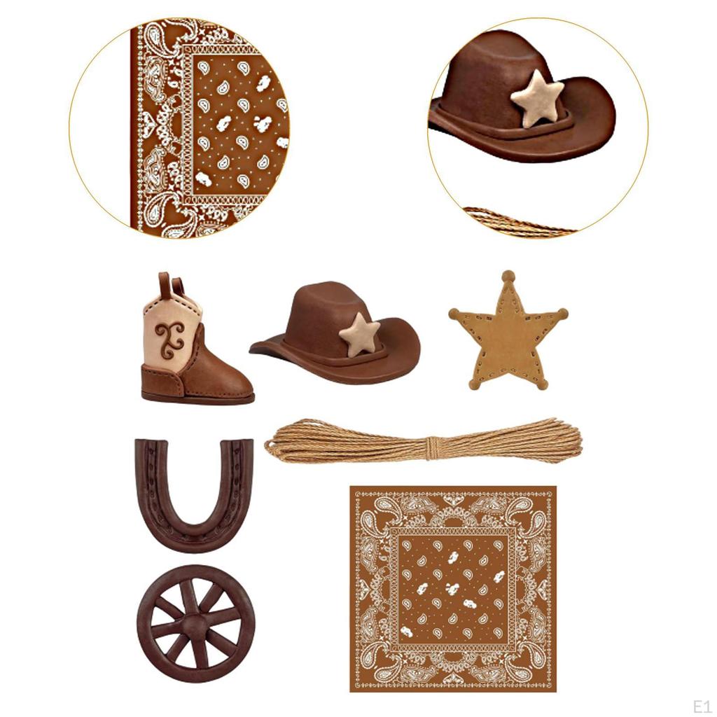 Cowboy Cake Topper Western Theme Party Decoration Supply, Pick Inserts Cupcake
