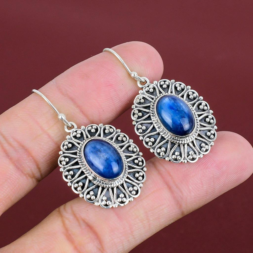 Kyanite Earrings Vintage Gemstone Earring 925 Sterling Silver Earring Unique Style Jewelry Handmade Earrings Gifts For Her Stylish Earring