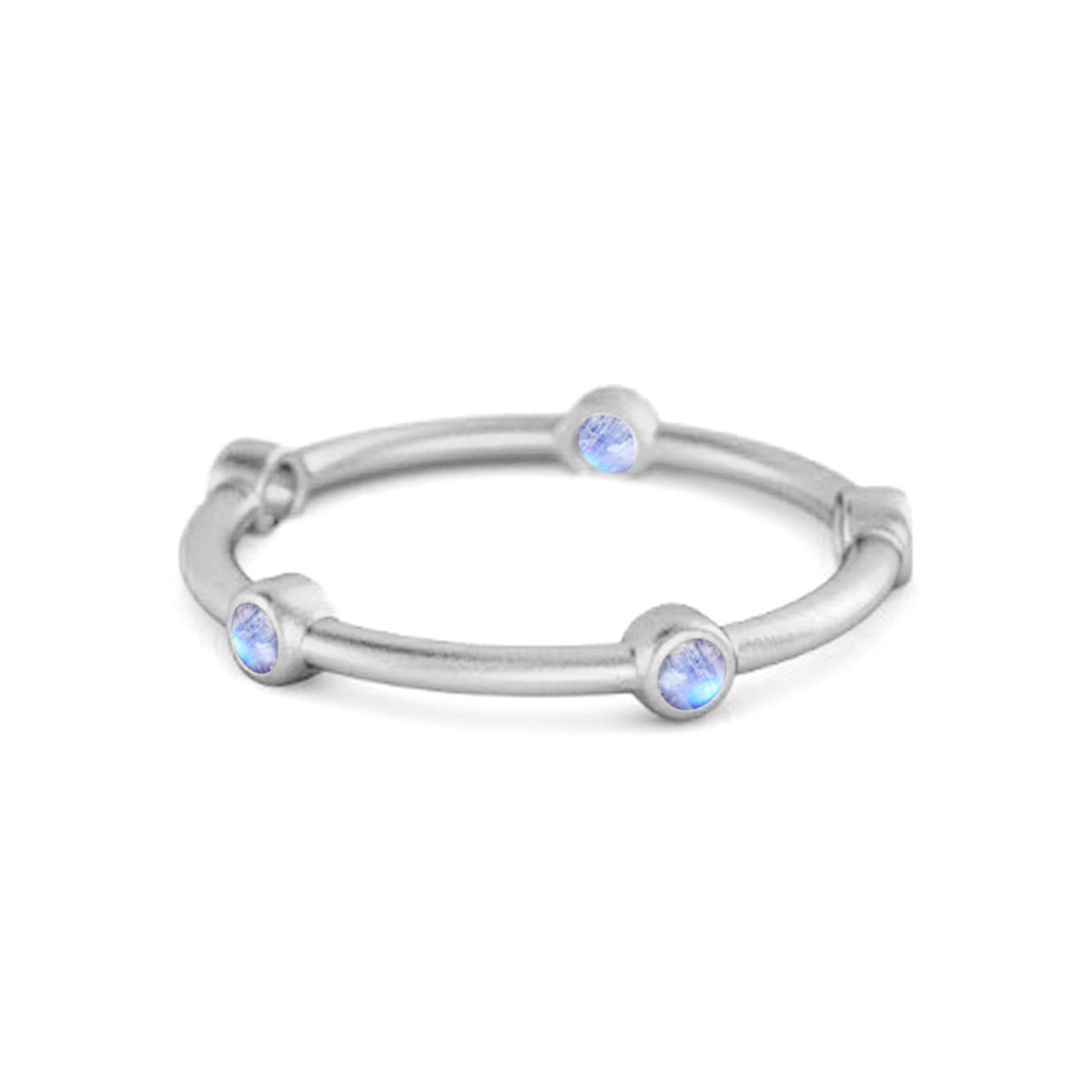 

Moonstone Minimal Stackable Band Ring - 925 Sterling Silver 11.5