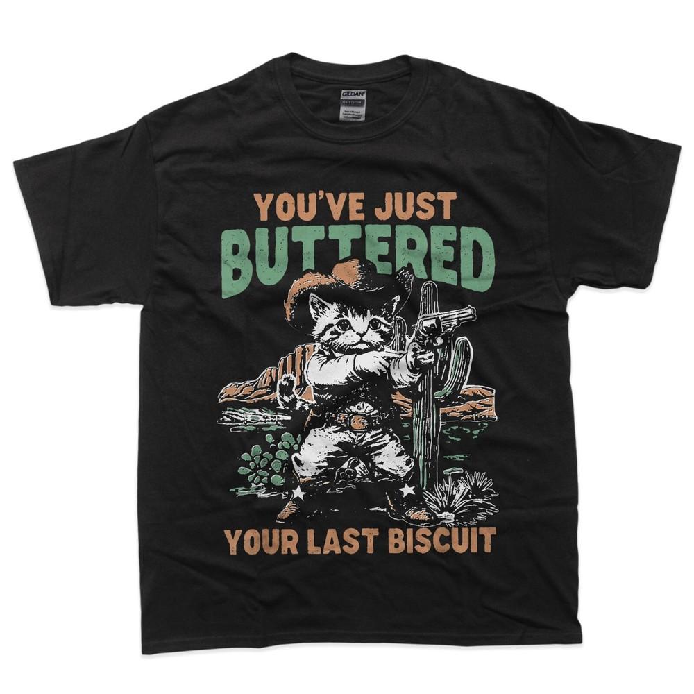 

Ты только что намазал маслом последнее печенье. Смешная ковбойская футболка с кошкой 3XL