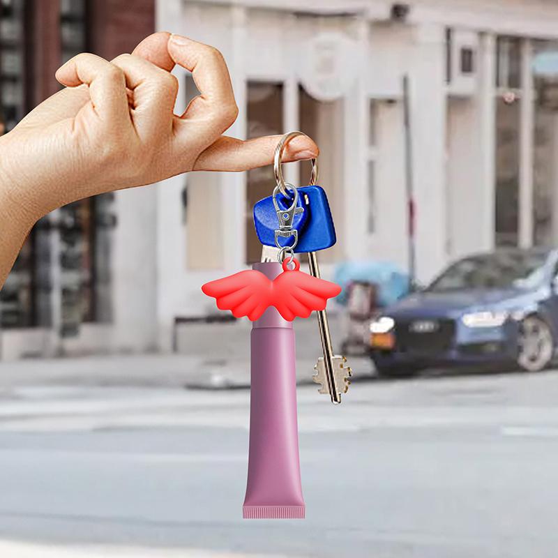 Portachiavi Portabalsamo Labbra in Silicone Durevole Tappo Ciondolo per Borsa Portachiavi Tappo Custodia per Rossetto Accessori Strumenti per Trucco Portachiavi Tappo per Lucidalabbra