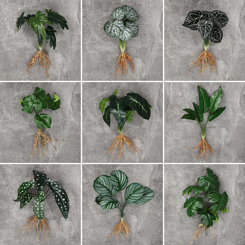 Artificial Hydroponic Plants Simulation Greenery With Root Plant Wall Home Office Shop Decor Desktop Ornament Photography Party