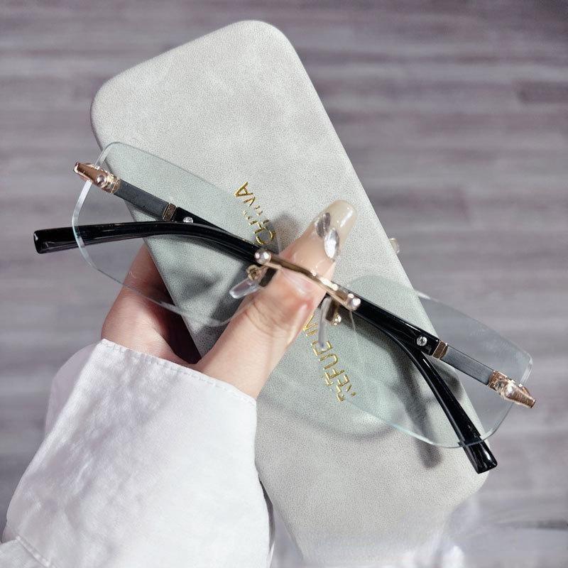 2PCS Retro Rimless Sunglasses New Women's Sun Glasses Frameless Glasses Unisex Freely Paired with Icy Summer Days UV400 Eyewear