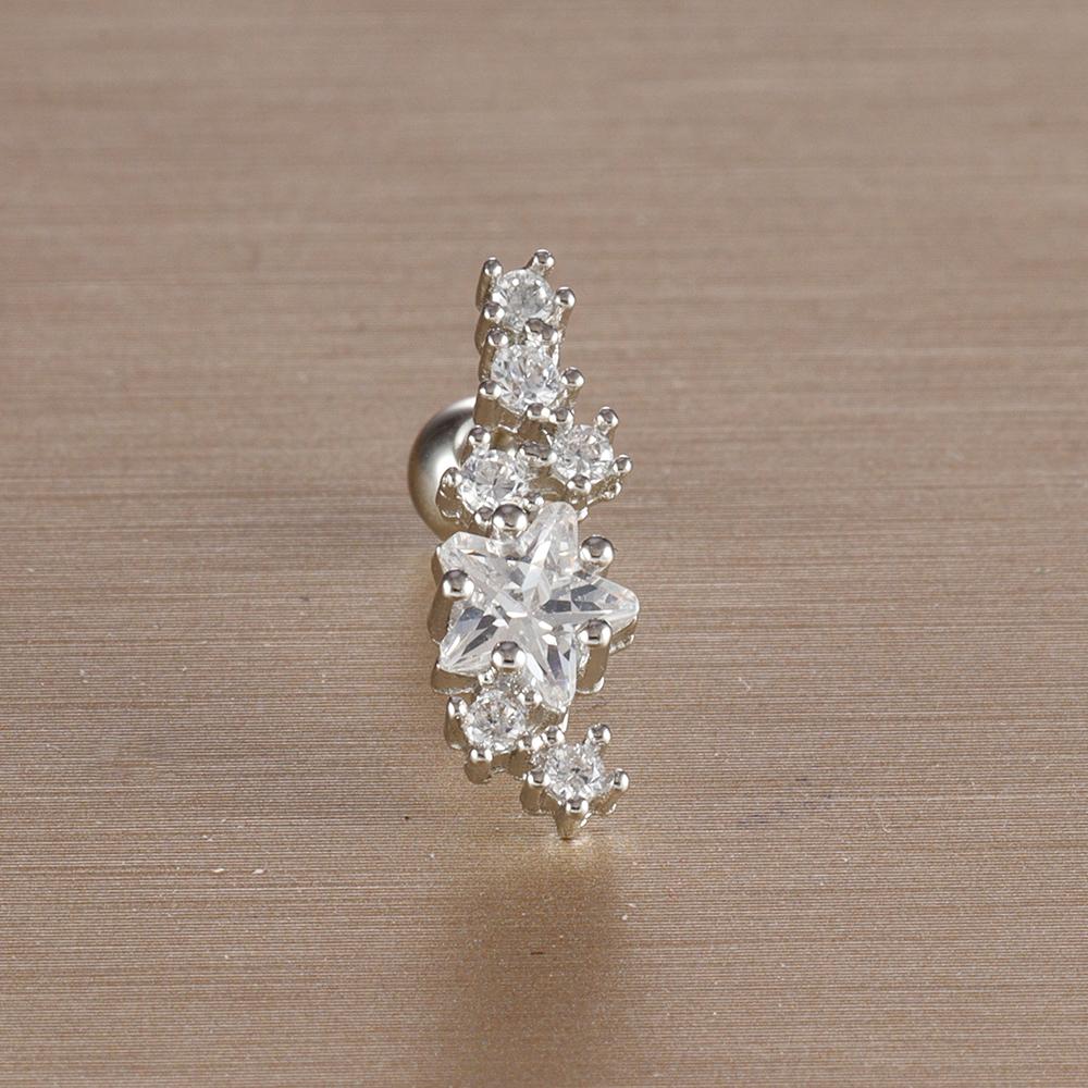 1PC 6 Styles Stainless Steel Mini Zircon Cartilage Piercing Stud Earring For Women Helix Tragus Piercing Women's Body Jewelry