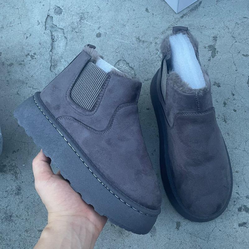 2025 Fall/Winter New Arrival Women's Chunky-Soled Snow Boots Cotton-Lined Fleece-Filled Round-Toe Slip-On Boots