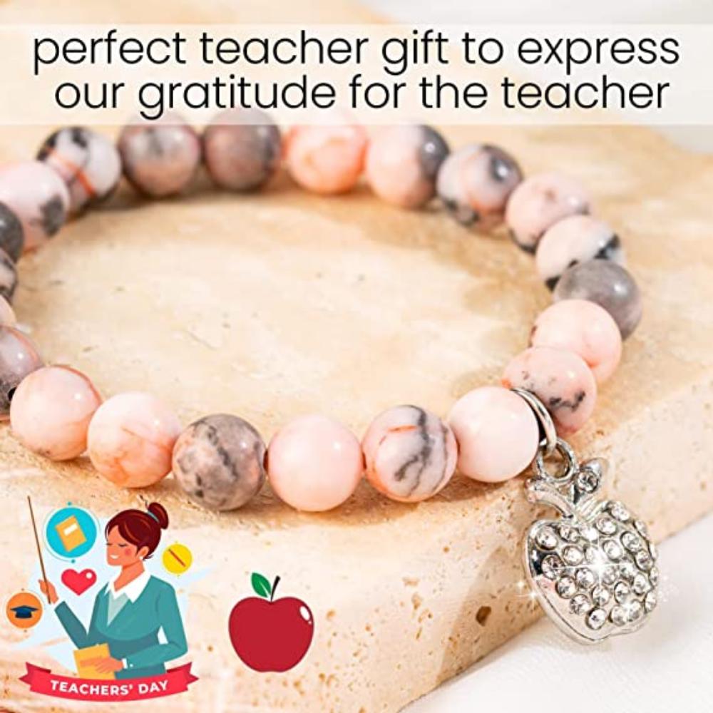 Bracciale in Pietra Naturale per Insegnanti, Regali per Donne, Regali di Ringraziamento per Insegnanti, Regali Significativi per Donne con Biglietto Messaggio Regalo