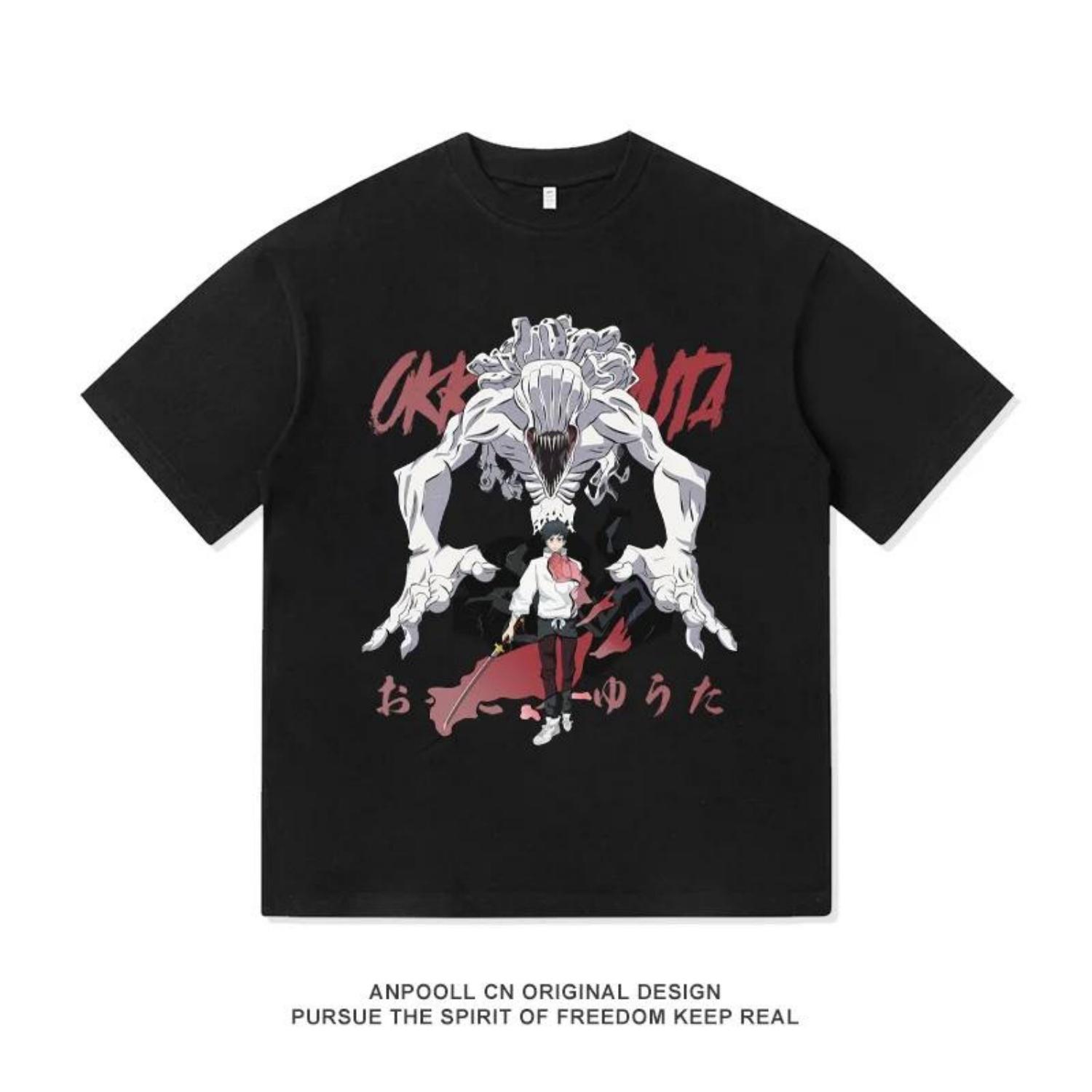

Jujutsu Kaisen Anime Yuta Otsuka Print Summer Short-sleeved T-shirt, 100% Pure Cotton Loose Men s Top In Comic Style S чёрный