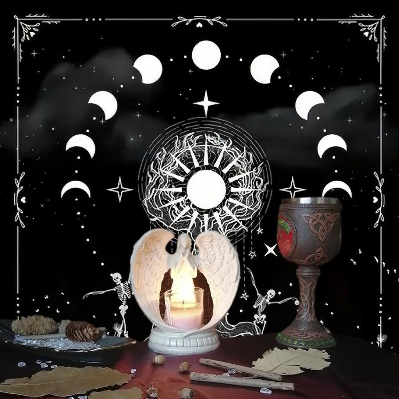 Mystical Moons Phase Tarots Cloth Thickened Nonslip Table Cloth Tarots Tablecloth for Spiritual Practices