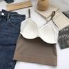 Gestreiftes Schönes Rückenkleines Camisole-Westen-Oberteil mit integriertem Brustpolster Koreanischer Stil Heißes Mädchen Innen- und Außenbekleidung Bandeau-Basisoberteil