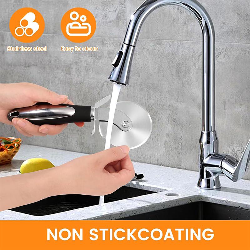 Pizza Wheel Cutter Server Set Stainless Steel Pizza Cutter Pie Server Spatula with Sharp Blade Kitchen Pizza Slicer Knife JT577