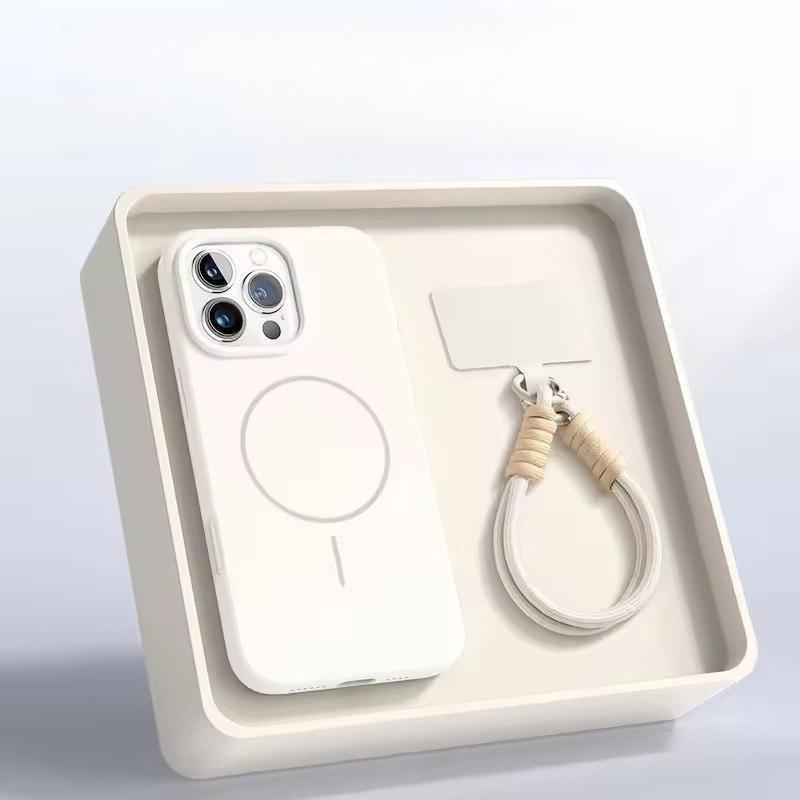 Magnetic Phone Case for IPhone 15 14 16 Plus 11 12 13 16 Pro Max Silicone Lanyard Magsafe Strap Protector Soft Cover