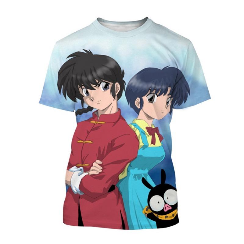 

Japanese Anime Ranma 1/2 cosplay T-shirt Animated Kawaii Gir Hentai Print Tops Oversized O-Neck Men Women Character Tees S