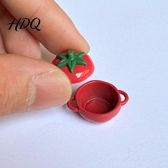 Dollhouse Food Decor Mini Fruit Shaped Stew Pot with Lid Tomato Pumpkin Durian Cooking Small Alloy Pot 1:12 Scale Doll House Kitchen Accessory,