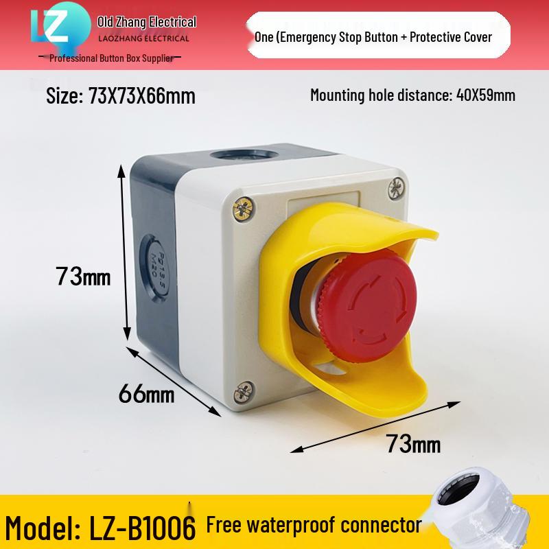 IP65 Waterproof Button Box with Emergency Stop & Indicator Light - 12345-Hole Plastic Enclosure