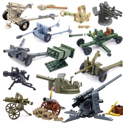 Military Howitzer WW2 88mm Flak Gun Cannon Rocket Artillery Army Weapons Soldier Playmobil Model Building Block Children Kid Toy