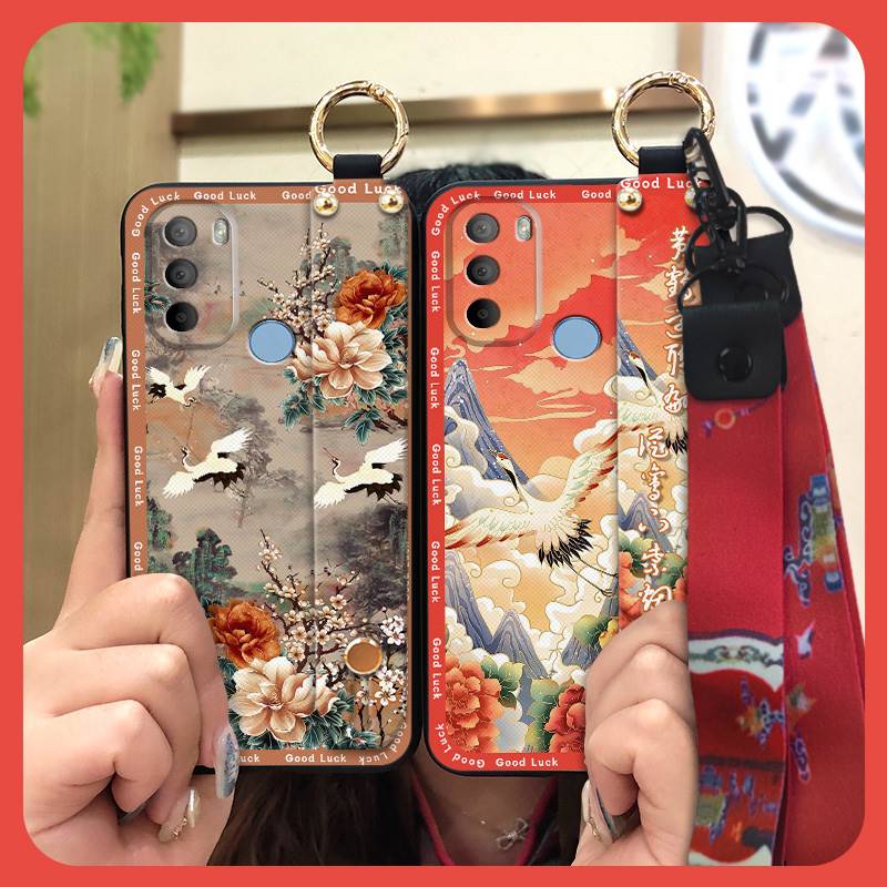 Fashion Dirt-resistant Phone Case For MOTO G31 With Fingerprint/XT2173-1 Phone Holder Ring Elderly lady Wristband