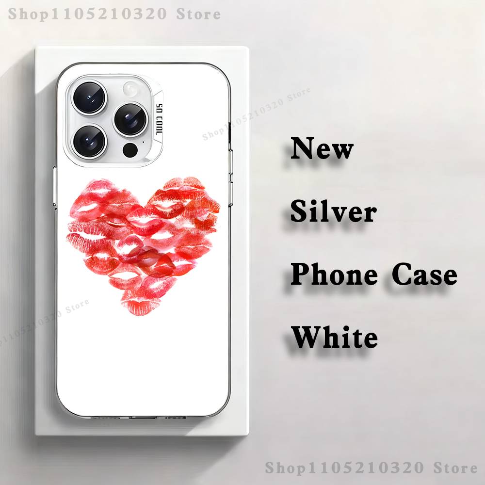 

Valentines Wine Red Lip Print Phone Case For iPhone 17,16,15,14,13,12,11,Pro,XS,Max,Plus,Mini,SE4,E white Matte Shockproof Cover iPhone13PROMAX
